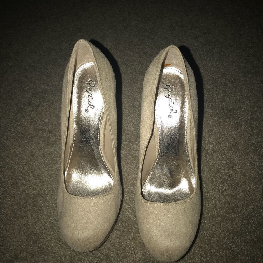 Faux suede platform heels